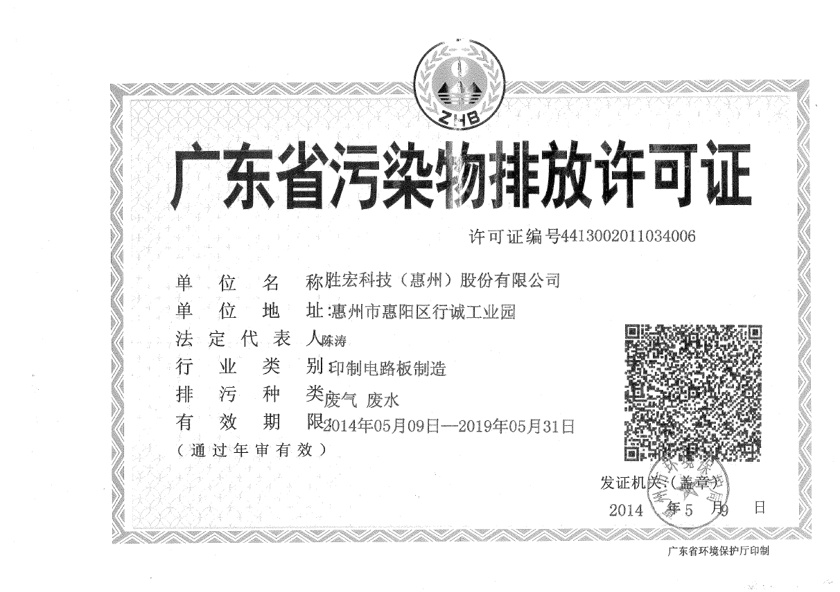 kaiyun开云(集团)智能科技股份有限公司排污许可证